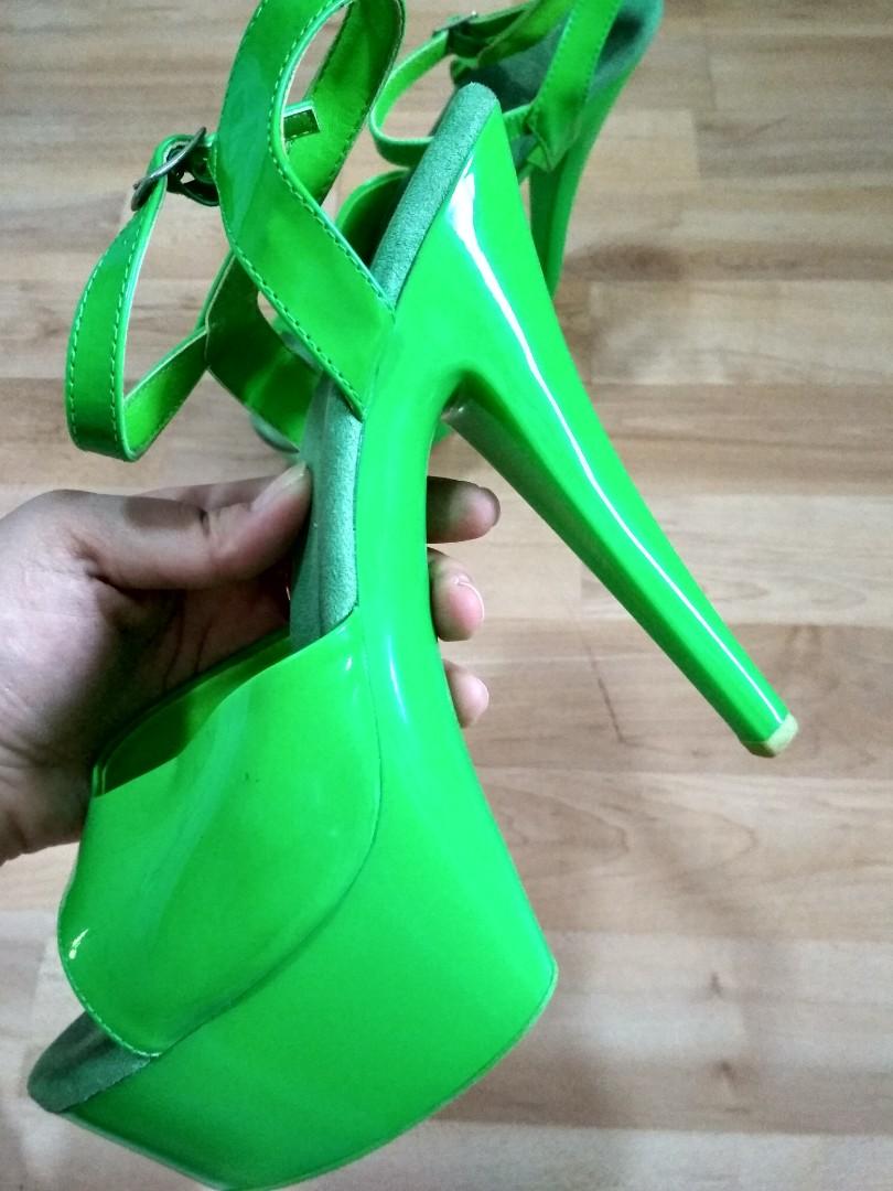 Fluorescent Bright Color Wide Transparent Strap High Heels | Mysoft – MYSOFT