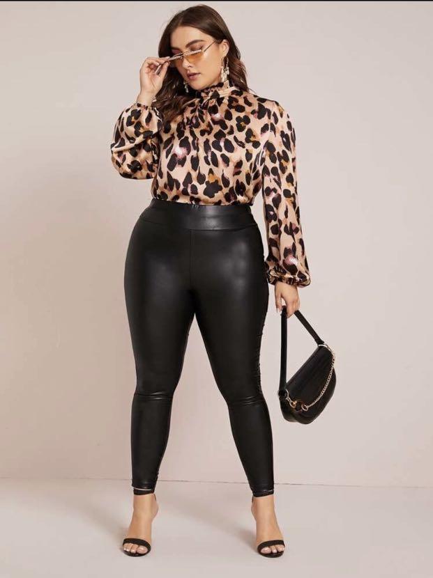Plus Size Faux Leather Pants, Women's Fashion, Bottoms, Other Bottoms on  Carousell