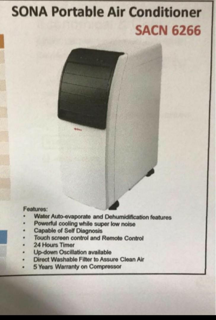 Portable Aircon SONA 6266 (free open door window kit), TV & Home