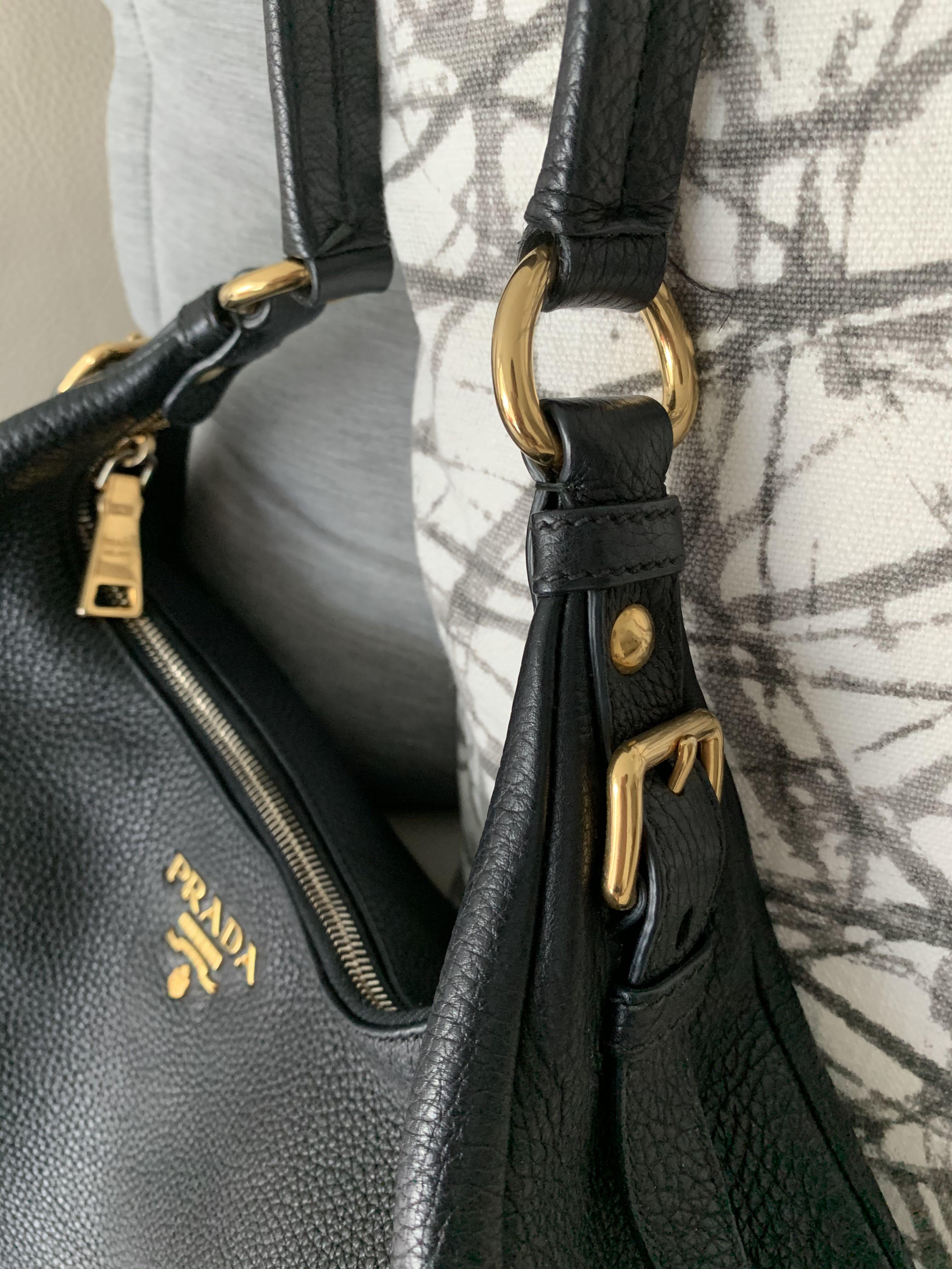 PRADA Black Leather Vitello Daino Hobo Bag BR4311 Luxury Bags Wallets on Carousell