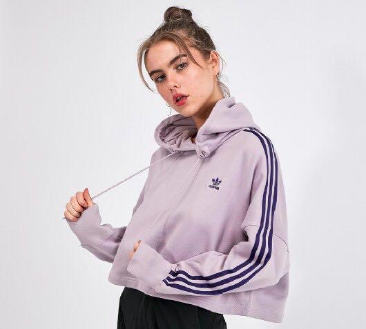 purple cropped adidas hoodie