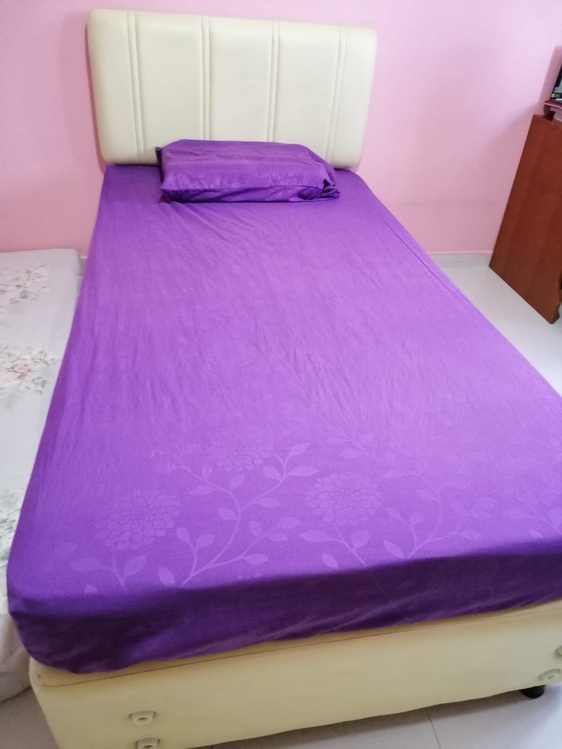 Super Single Bed with Single Pullout bed, Furniture & Home Living