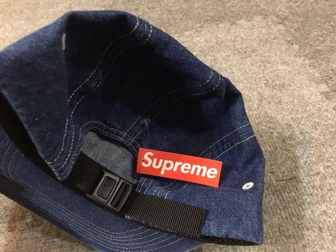 Supreme Box Logo Washed Denim Chino Twill Camp Cap, 男裝, 手錶及