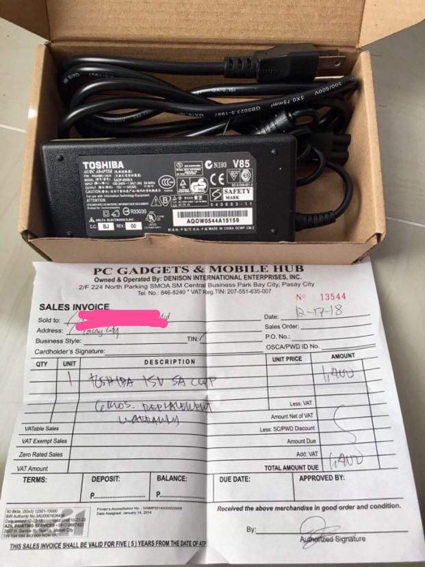 Toshiba Charger (Category: Chargers) located in Makati City. Submitted by zystuffs (Listing ID 1033448302, Image 1). Description: .