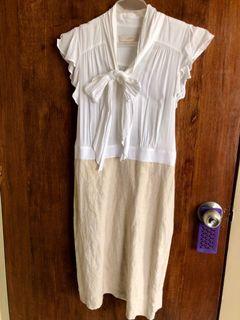 White and beige Ann Taylor dress