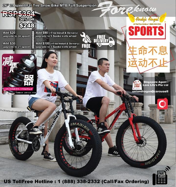 2020 Best Stunt bicycle Snowbike Fat Tire Mountain Bike MTB Front suspension only or Full Suspension