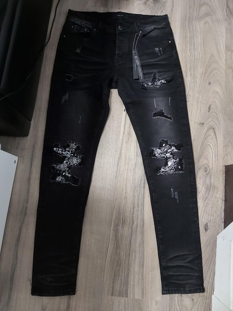 amiri bandana crystal jeans