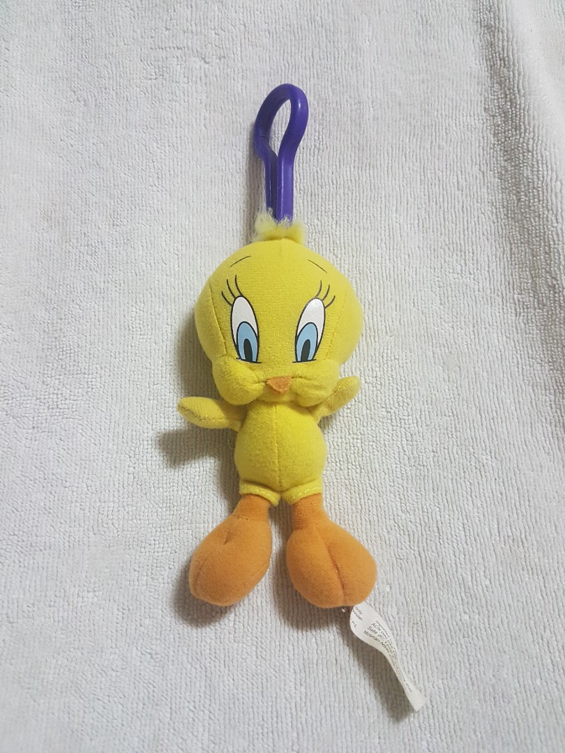 Authentic Warner Bros. Looney Tunes Tweety Bird Plush Soft Toy Bag Hanger /  Keychain