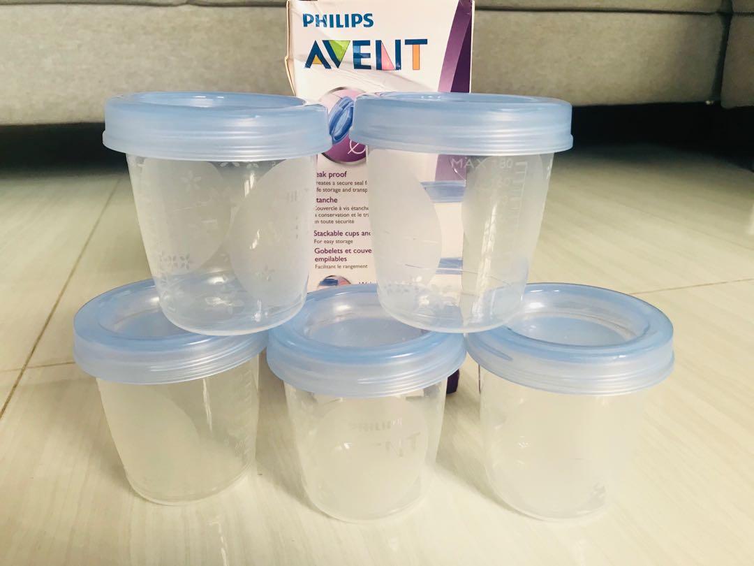 Avent storage cups (Category: Breastfeeding & Bottle Feeding) located in Manila. Submitted by karenj06 (Listing ID 1033646408, Image 2). Description: Only used 2 cups for less than 5x. Ended up using Dula milk bags coz it’s bigger. With box. See photos for reference.