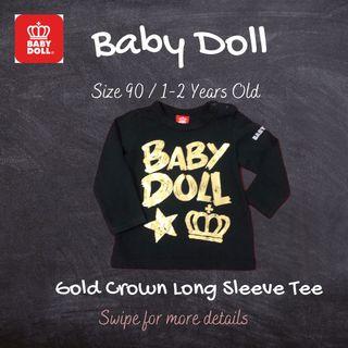 #Carousell99 Baby Doll - Golden Crown Long Sleeve Tee Size 90