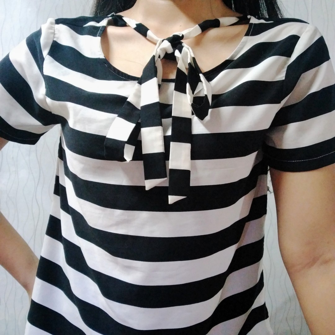 Knit Top featuring a Black and White Checkered  pattern, main image 1