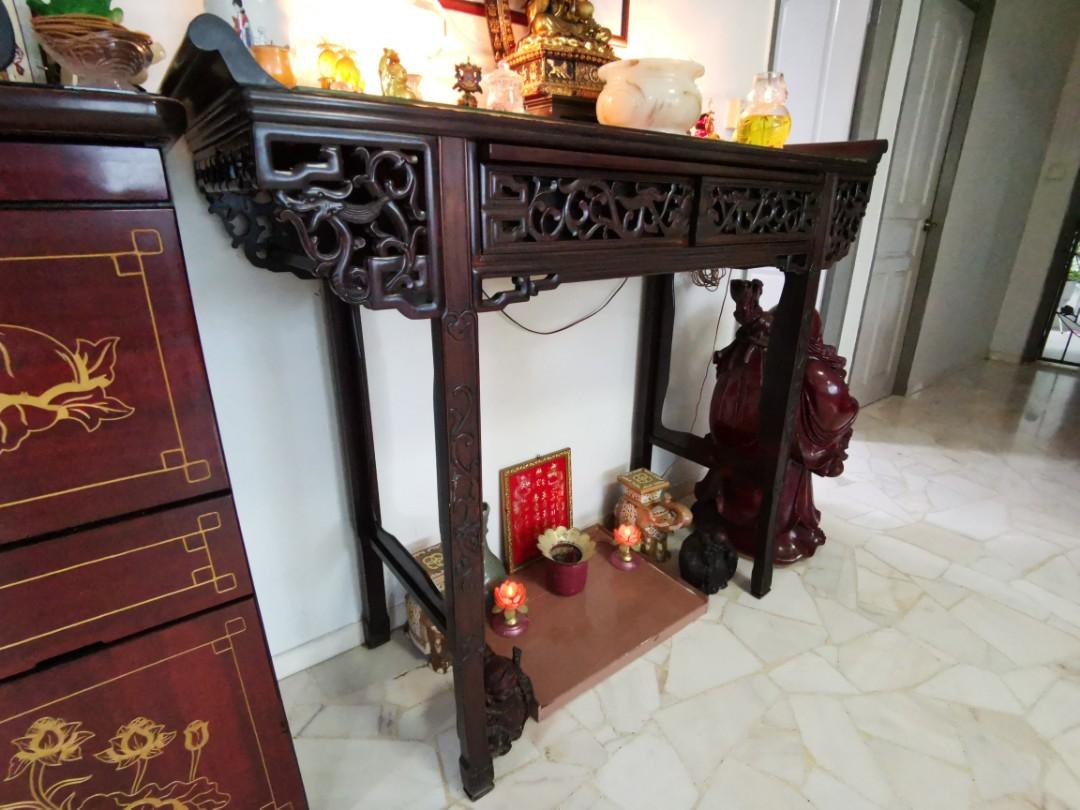 Rosewood Chinese Altar. Praying table. God table, Furniture & Home Living, Furniture, Tables & Sets on Carousell