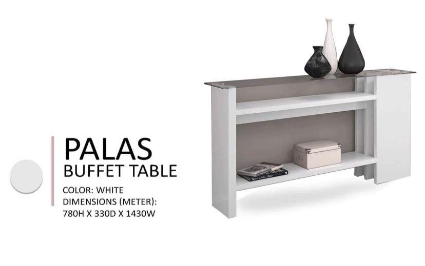 Console / Buffet Table (Category: Tables & Sets) located in Quezon City. Submitted by tjfurnitureph (Listing ID 1031600349, Image 2). Description: Console Table Name: Palas Description: L 48" x D 12" x H 30" inches Color Available: Brown & White Additional Delivery Charge! Depending on the Area We Accept Cash on delivery 🚚 Or Payment via BPI or gcash 💸 Pm us for inquiries!🤗.