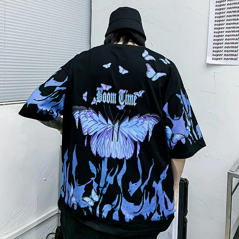 Blue flame butterfly shirt clearance