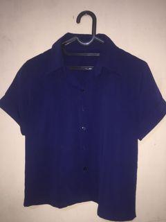 Kemeja Crop Tee Biru Dongker
