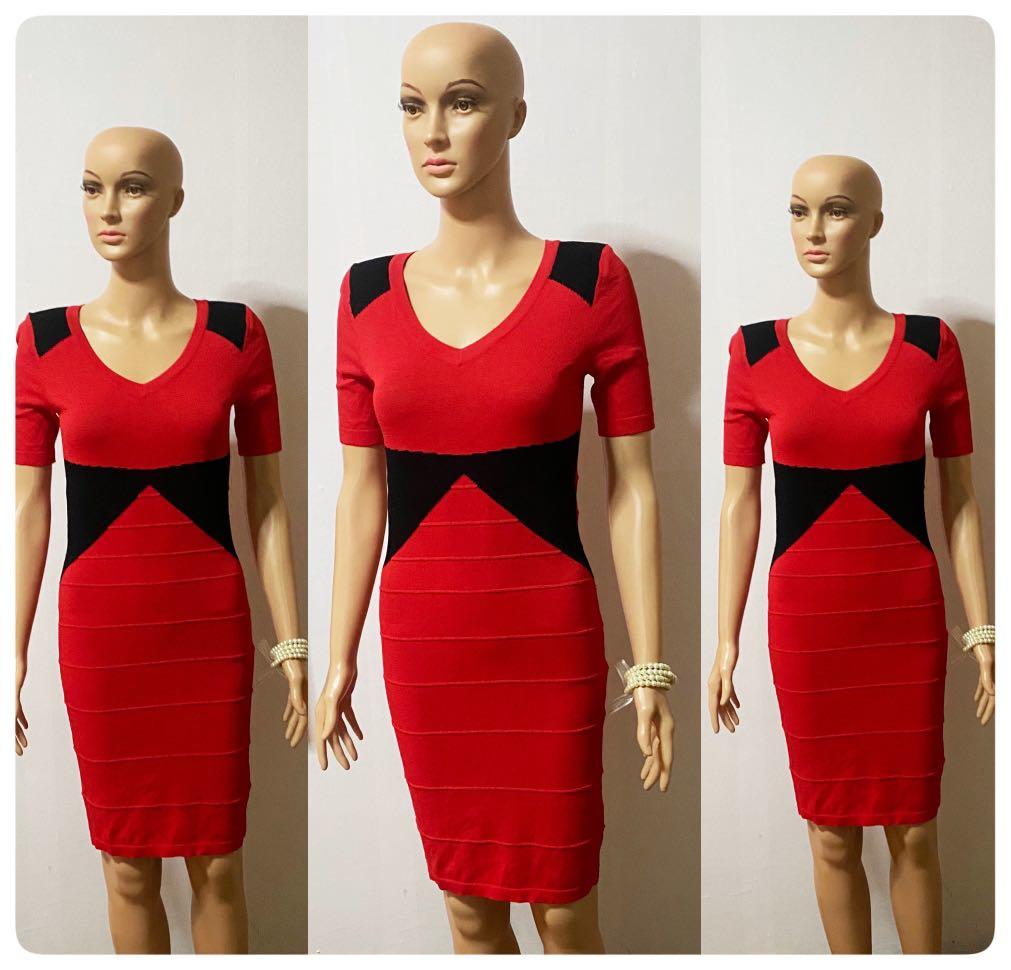 red with black dress