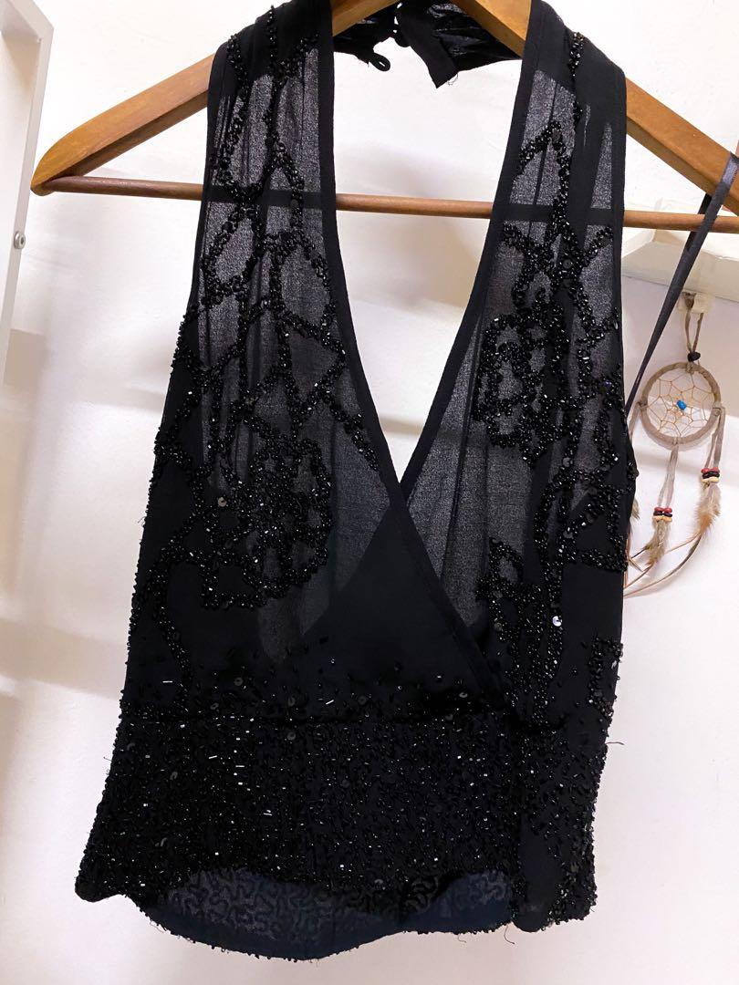 Mango Beaded Halter Top, Women's Fashion, Tops, Blouses on Carousell