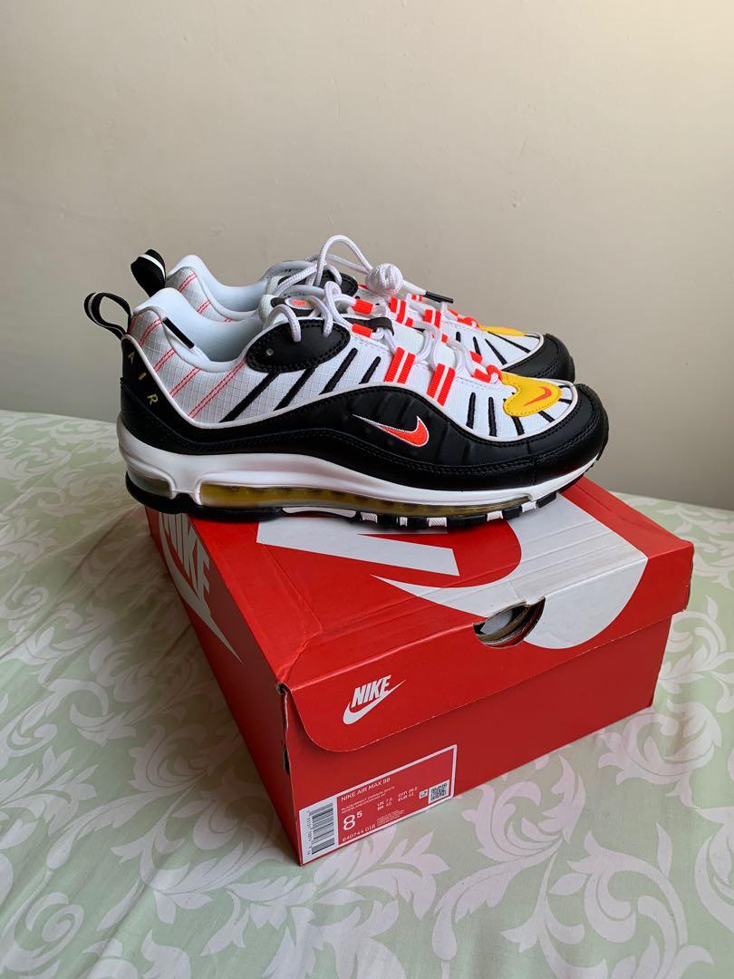 Nike Air Max 98 Original Black Bright Crimson White Fesyen Pria