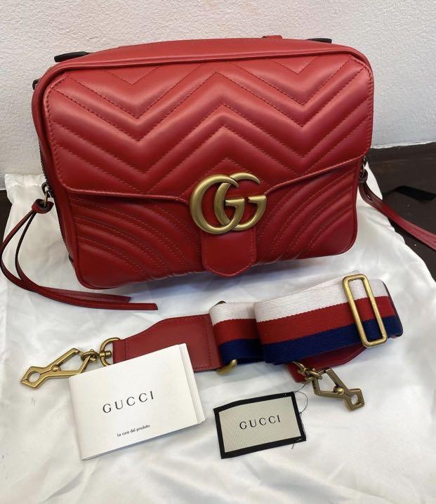 SALE!!! Brand New Gucci Marmont Red Stripe Shoulder/Sling Bag, Luxury, Bags  & Wallets on Carousell