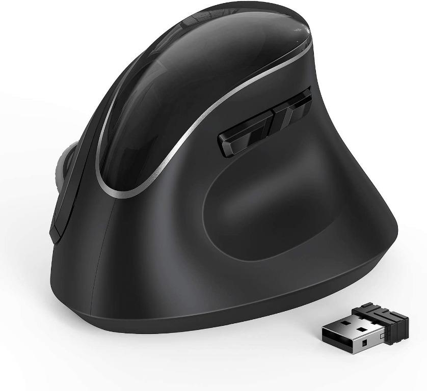 Vertical Mouse Wireless Seenda 2.4G Wireless Ergonomic Silent Optical Vertical Mice with USB Receiver and 3 Adjustable DPI 800/1200/1600 for Computer Laptop PC Black