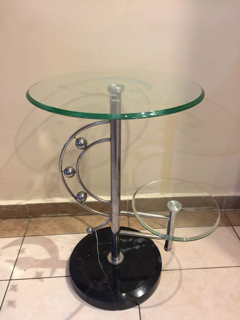 Side Table (Category: Tables & Sets) located in Kuala Lumpur. Submitted by kent2019 (Listing ID 1033721468, Image 1). Description: Marble glass Side Table 7/10 condition .