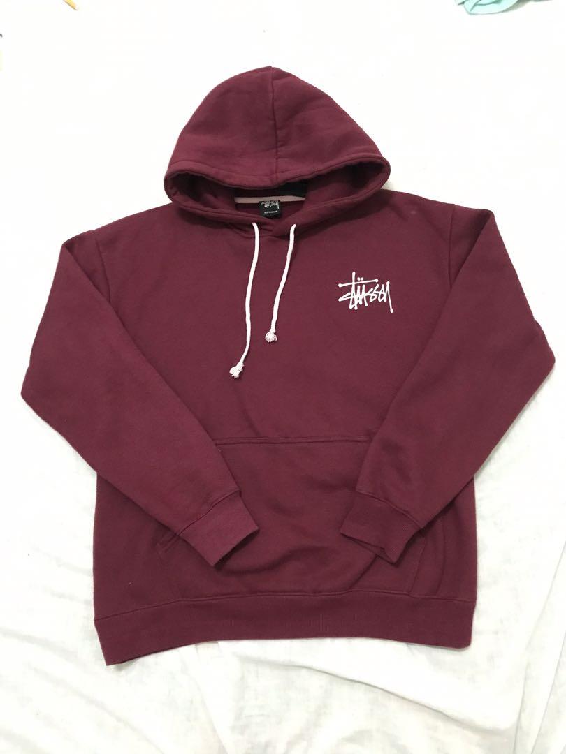 Burgundy stussy hoodie online