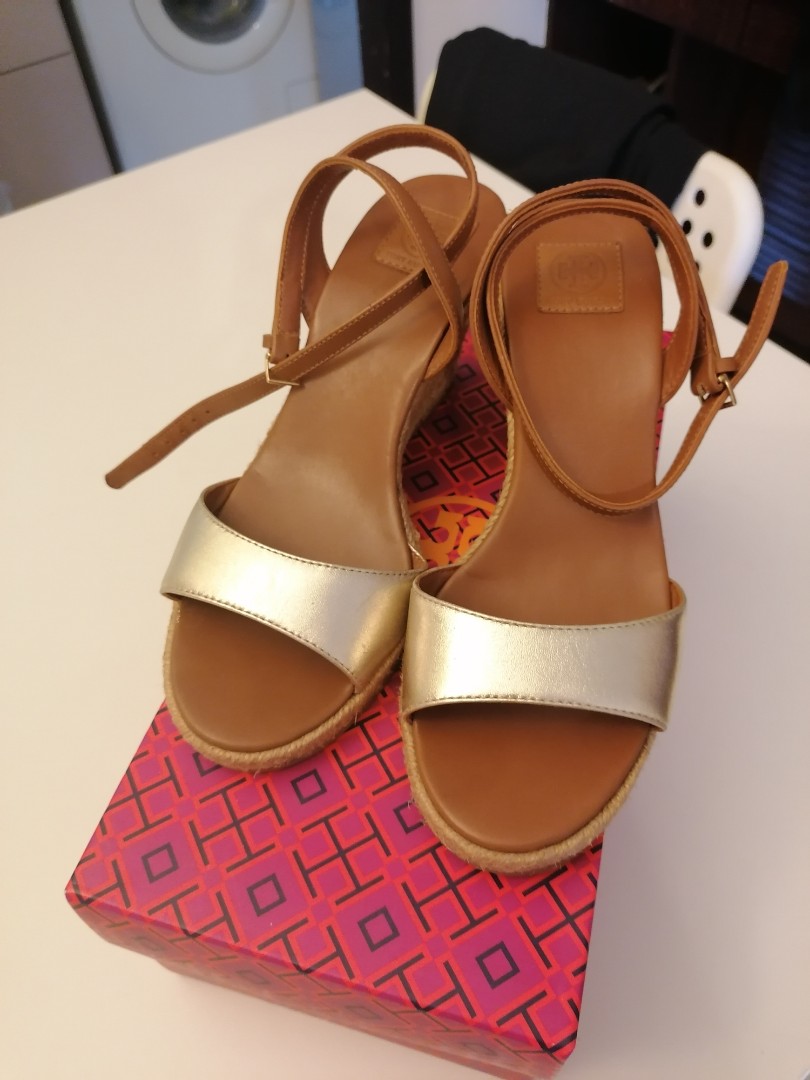 tory burch gold wedge