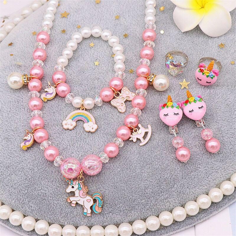 Unicorn kids jewellery 5 pc set last set pink