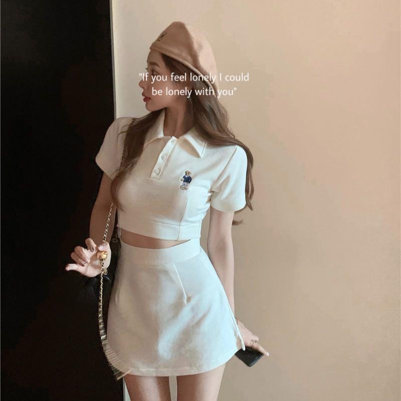 White Polo Two Piece Set Women s Fashion Tops Other Tops on
