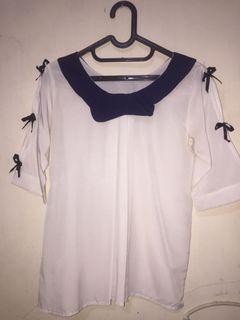 Women Top White with Ribbon