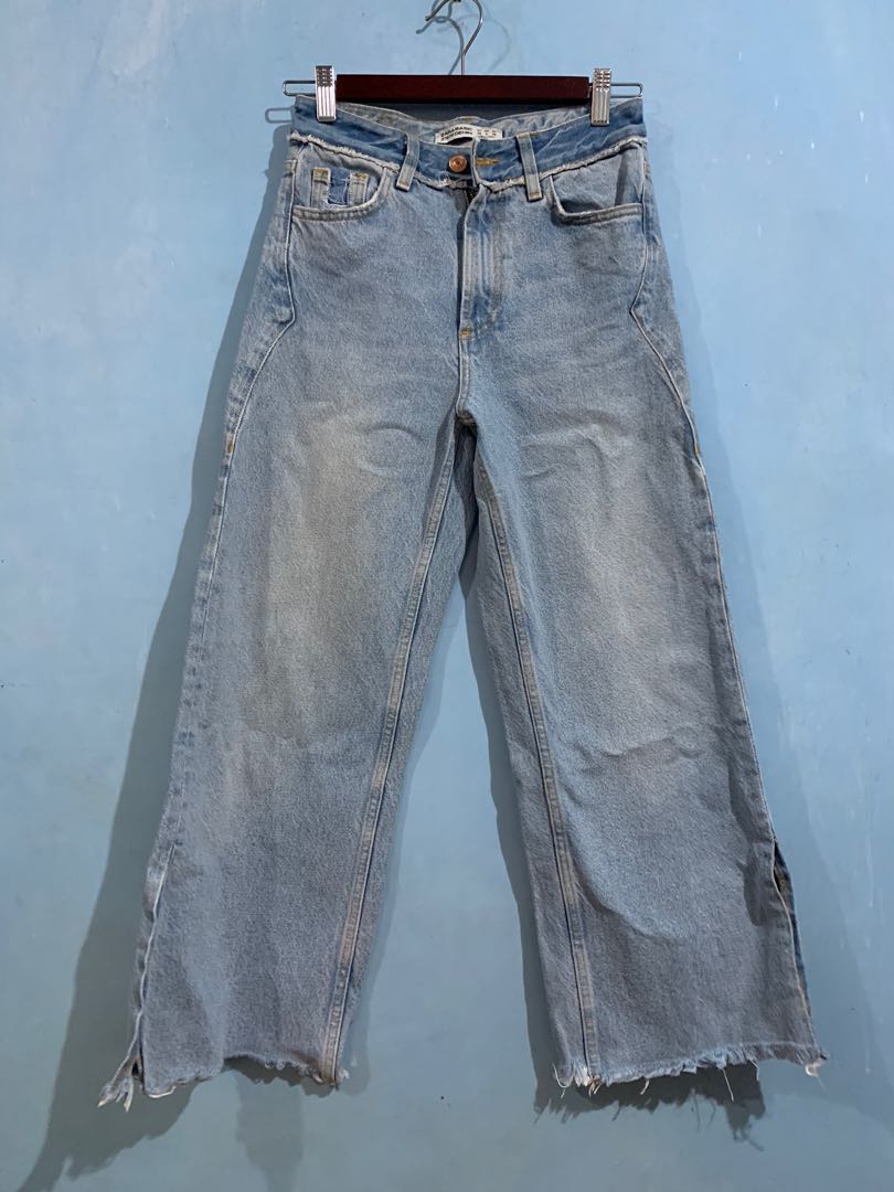 zara frayed raw hem jeans