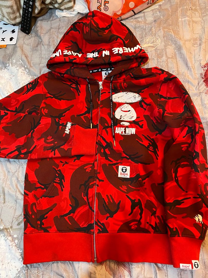 aape red hoodie