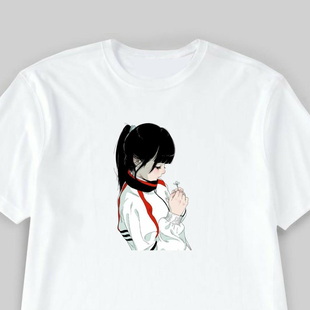 white red and black graphic tee