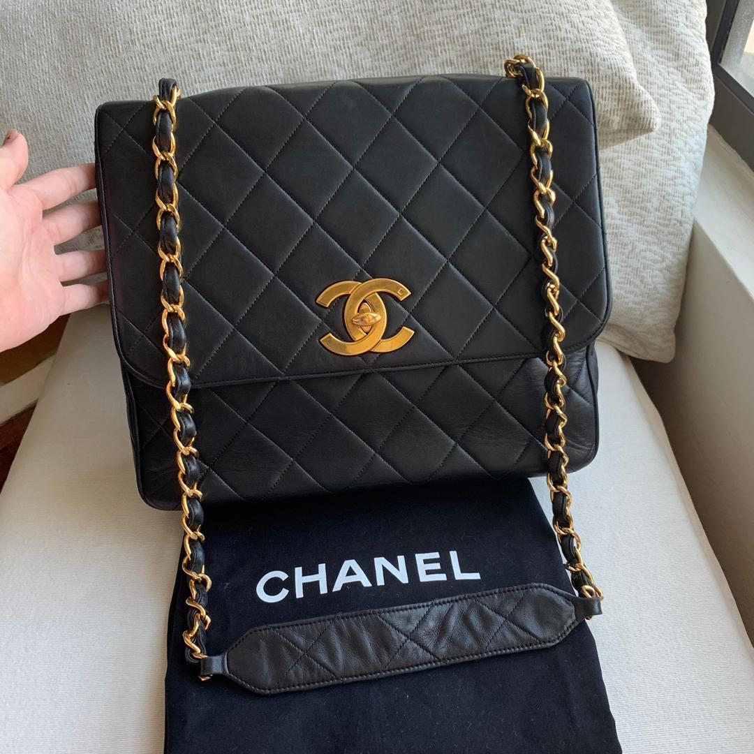 Extremely Rare Chanel XL Logo Caviar Turnlock Flap Bag – SFN