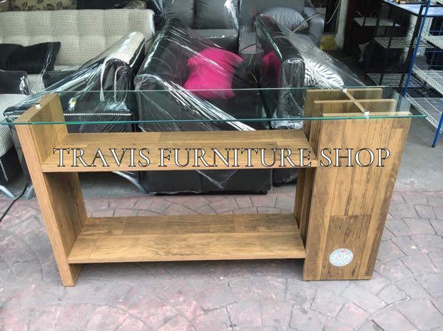 Buffet Table (Category: Tables & Sets) located in Quezon City. Submitted by travisfurnitureshop (Listing ID 1033886697, Image 2). Description: Buffet Table Model: PALAS Color: White & American Walnut Dimension: 31H"x13D"x56W" Inches.