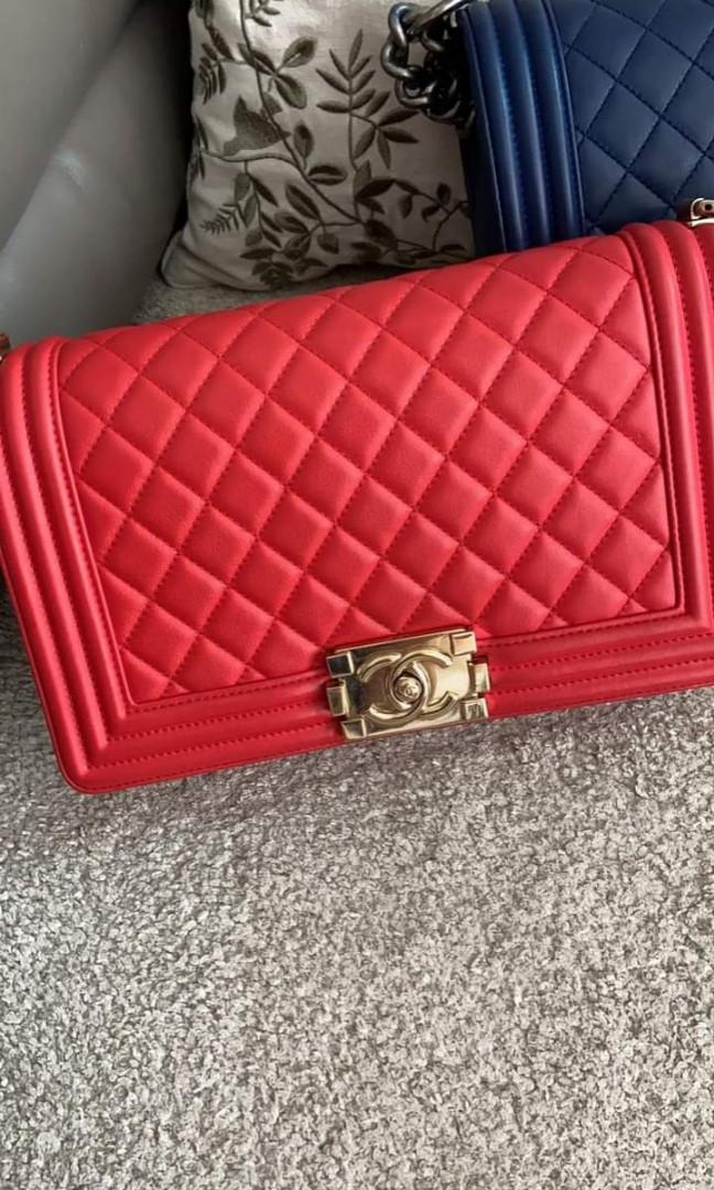 Chanel le boy cheap red