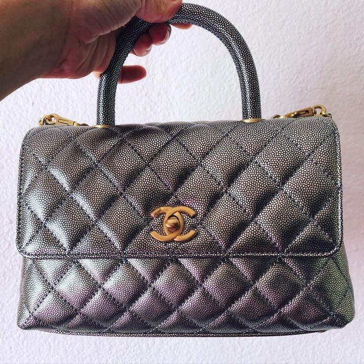 Chanel Coco Handle Small Burgundy, Luxury, Bags & Wallets on Carousell