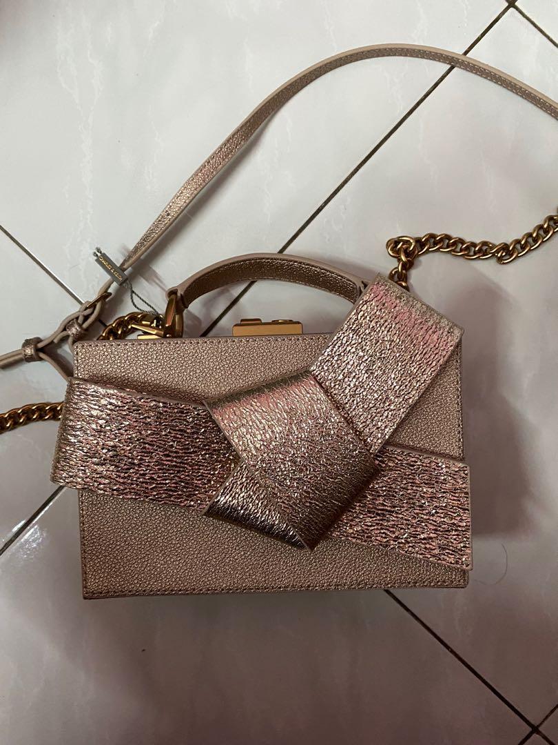 Metallic ribbon top handle sales bag