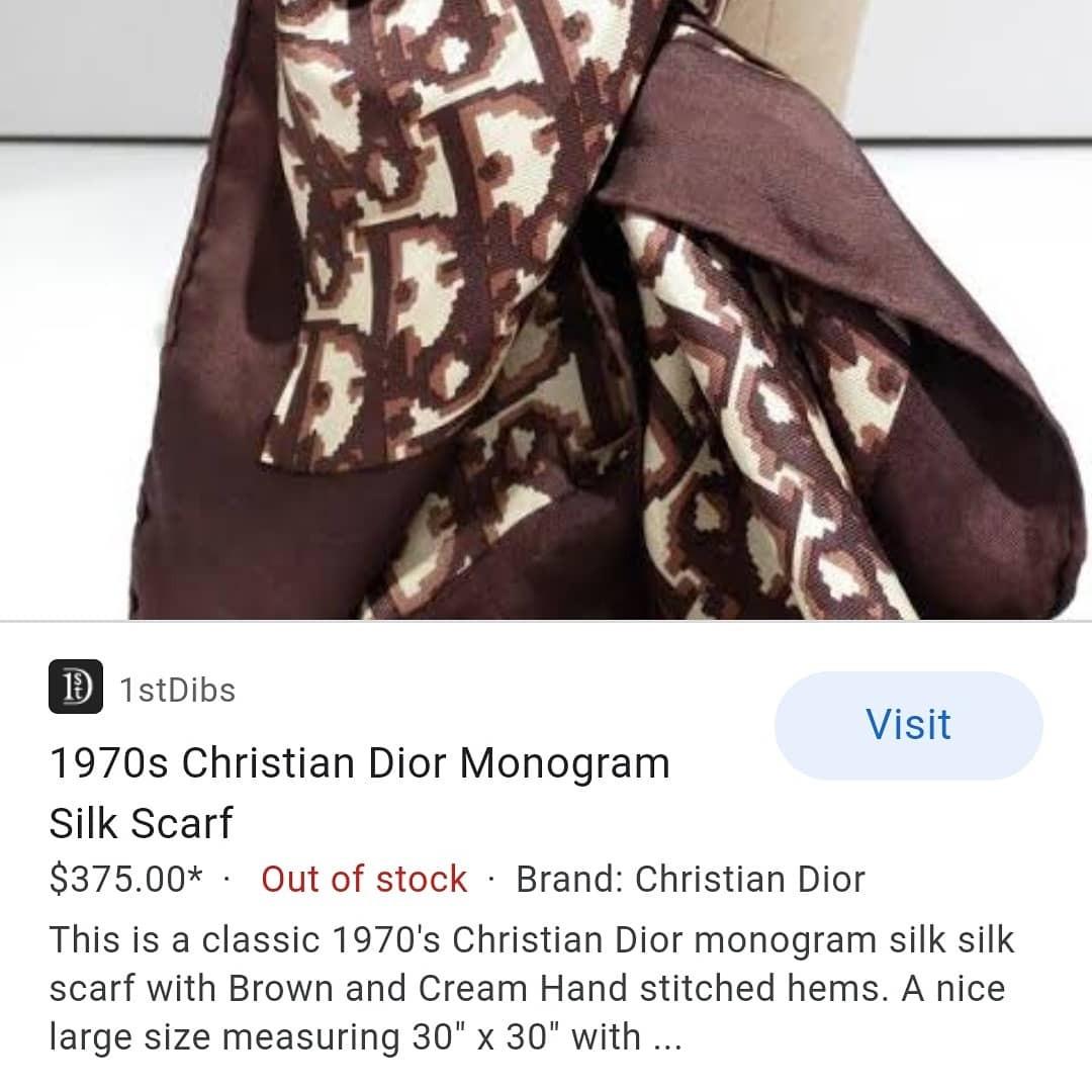 1970s Christian Dior Monogram Silk Scarf at 1stDibs