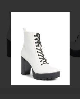 Claudia Selewski white combat boots