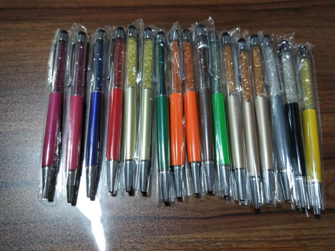 2 IN 1 STYLUS RAINBOW CRYSTAL BALLPOINT PEN IN SLIVER GIFT BOX