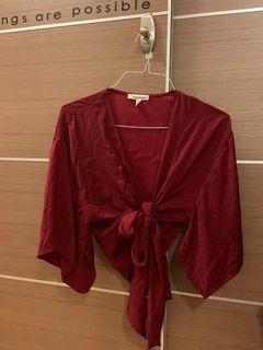 Dark red m boutique wrap shirt