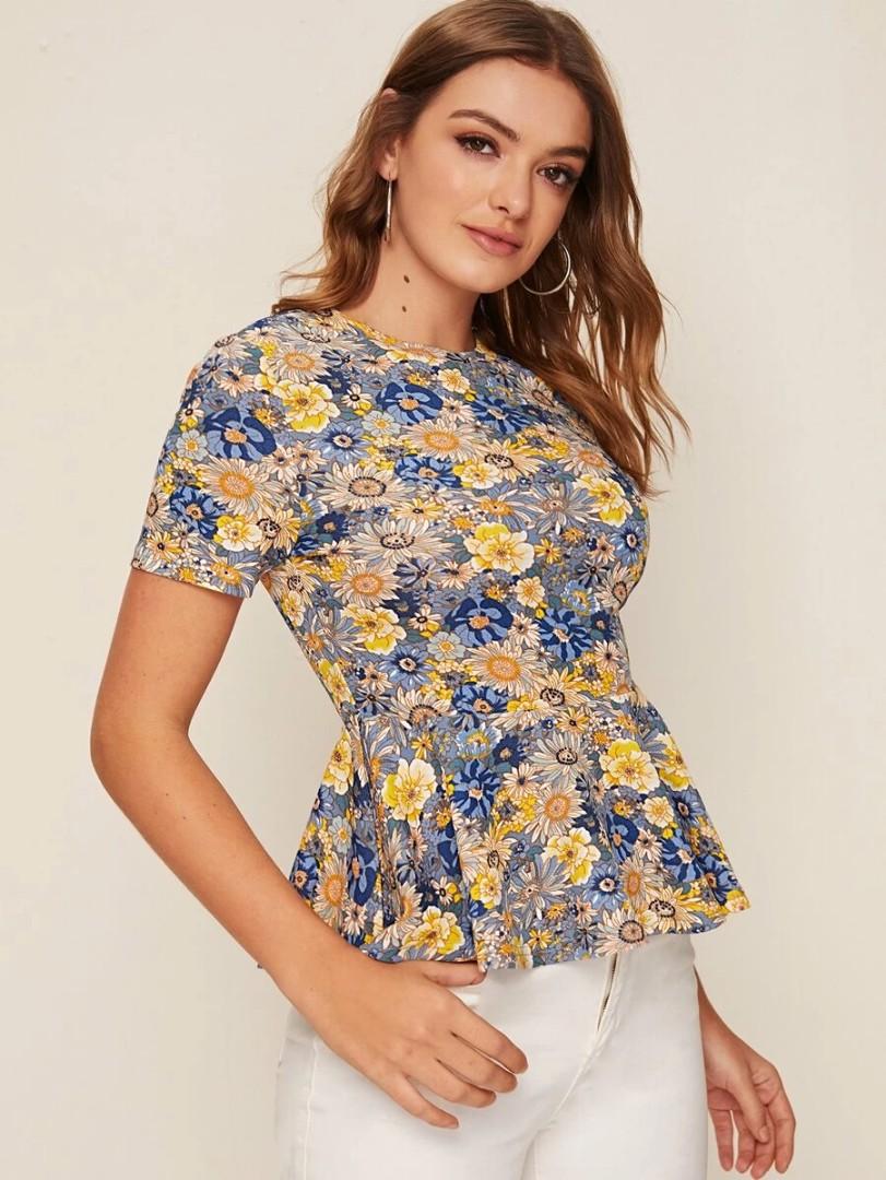 short sleeve peplum blouse