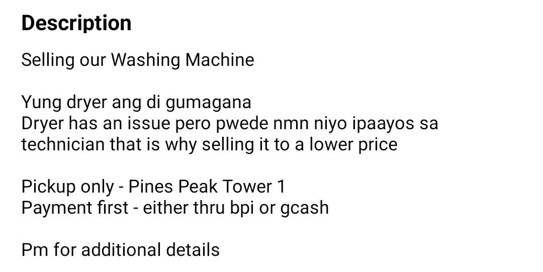 Fujidenzo Washing Machine (Category: Washing Machines and Dryers) located in Manila. Submitted by philipplam (Listing ID 1033839924, Image 2). Description: please see the attached pics for description.