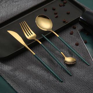 Gold spoon and fork