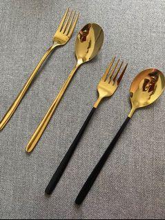 Gold spoon and fork