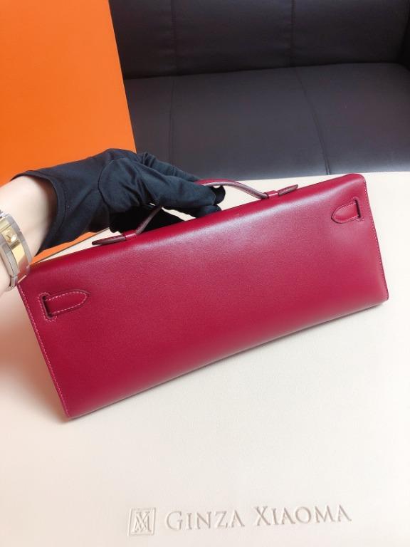 Hermes Kelly Cut Rouge Vif Tadelakt with Gold Hardware