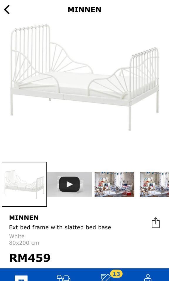 Ikea Minnen Extendable Bed With Slatted Bed Base Home Furniture Furniture On Carousell