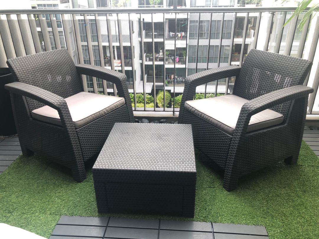 Keter Outdoor Set 2 Armchairs And Coffee Table Furniture Tables Chairs On Carousell