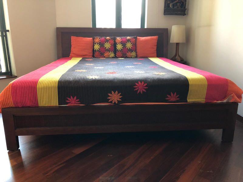 King Size Bed Frame Side Table And Dresser Set Furniture Beds Mattresses On Carousell